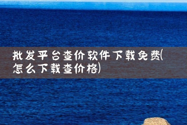 批发平台查价软件下载免费