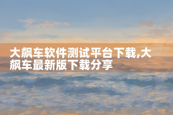 大飙车软件测试平台下载