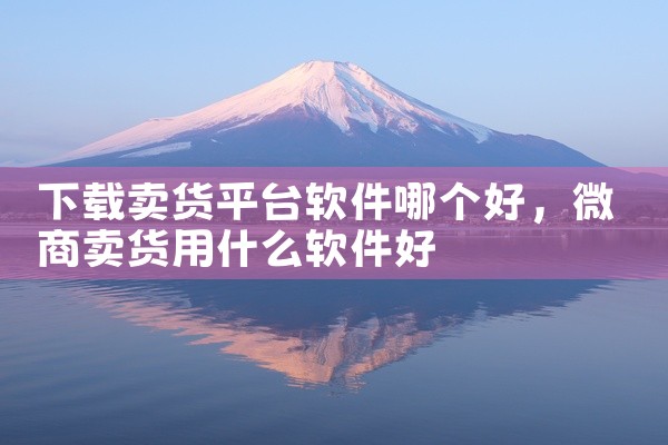 下载卖货平台软件哪个好