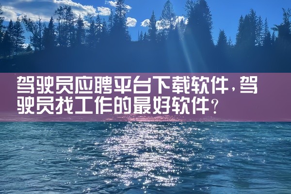 驾驶员应聘平台下载软件